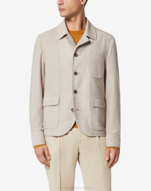 Kreisförmige Hemdjacke aus Bio-Baumwolljersey Corneliani Männer 8RL044 Beige Kleidung