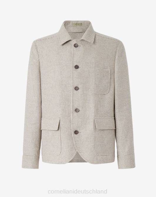Kreisförmige Hemdjacke aus Bio-Hanf-Woll-Seide Corneliani Männer 8RL053 Beige Kleidung