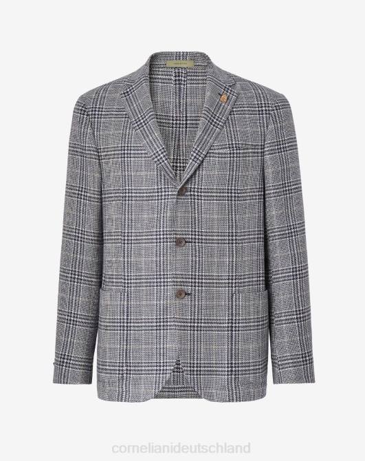 Kreisjacke aus Bio-Leinen und Baumwolle Corneliani Männer 8RL047 Blau Kleidung