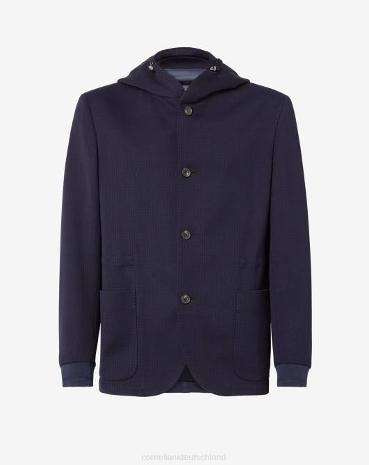 Sweatjacke aus Wolljersey und Baumwolle Corneliani Männer 8RL055 Blau Kleidung