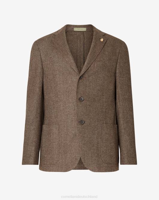 Wolljacke mit drei Knöpfen Corneliani Männer 8RL075 braun Kleidung