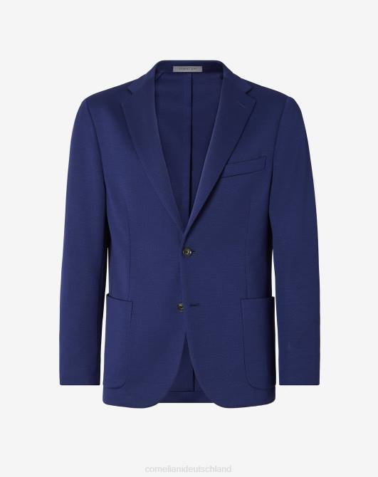 Zwei-Knopf-Jacke aus Baumwolle und Wolle Corneliani Männer 8RL052 Blau Kleidung