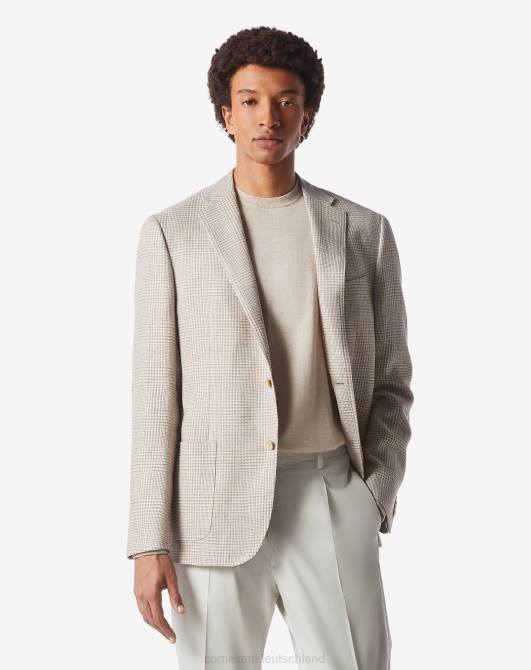 Zwei-Knopf-Jacke aus Leinen und Wolle Corneliani Männer 8RL057 Beige Kleidung