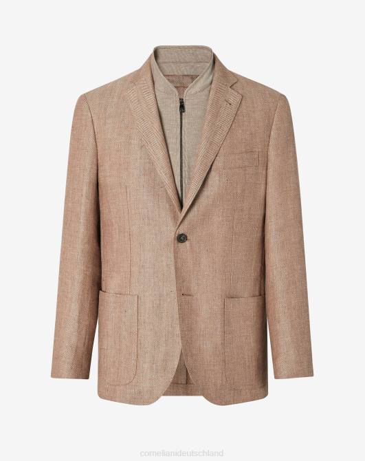 Zwei-Knopf-Jacke aus Leinen und Wolle Corneliani Männer 8RL070 Siena Kleidung