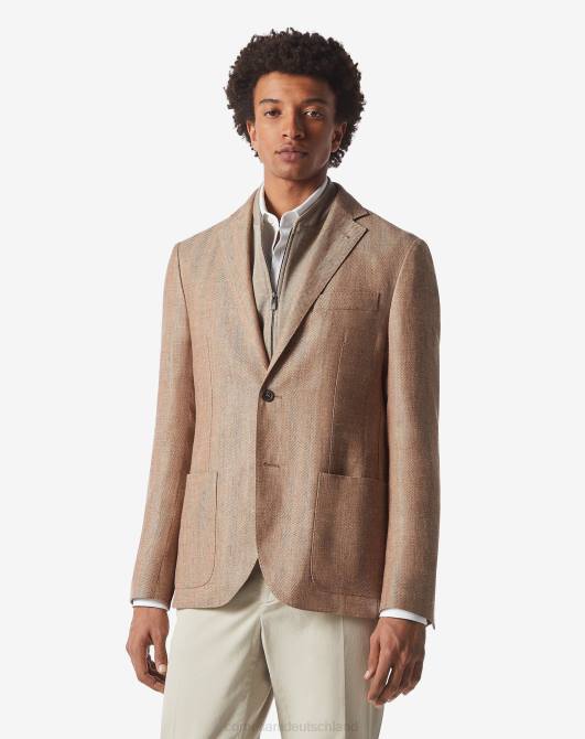 Zwei-Knopf-Jacke aus Leinen und Wolle Corneliani Männer 8RL070 Siena Kleidung