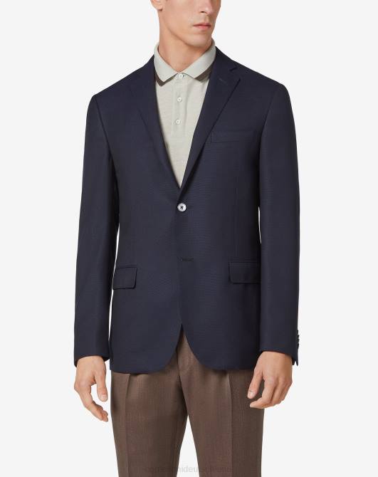 offene Hopsack-Wolljacke mit zwei Knöpfen Corneliani Männer 8RL060 Blau Kleidung