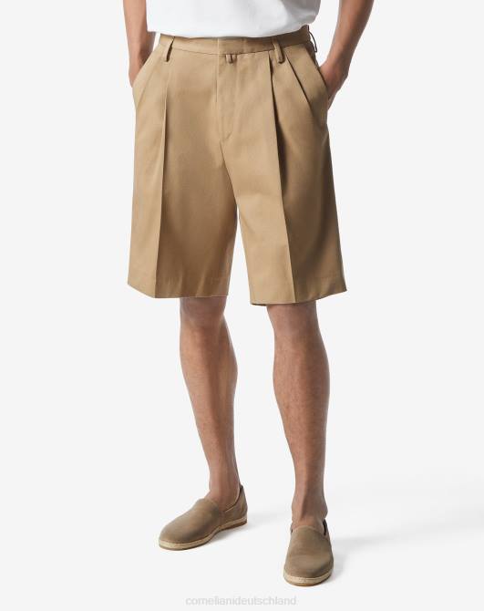 Shorts aus Bio-Baumwolle mit zwei Falten Corneliani Männer 8RL0337 Beige Kleidung