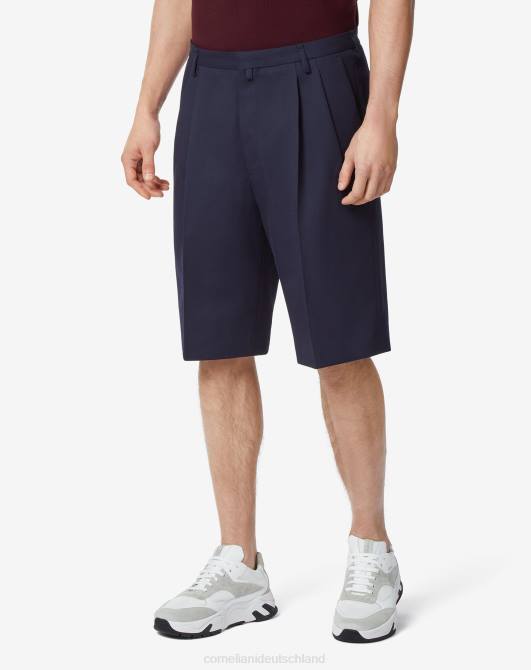 Shorts aus reiner Wolle mit zwei Falten Corneliani Männer 8RL0338 Navy blau Kleidung