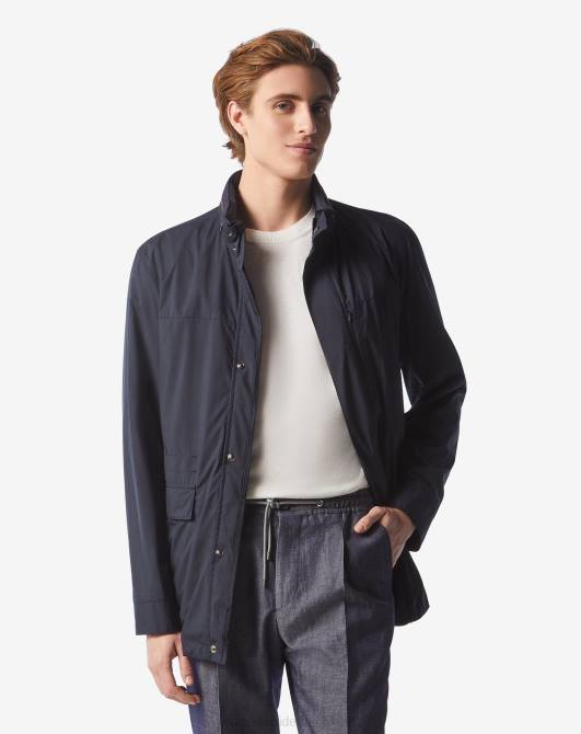 Caban aus wasserabweisendem Stoff Corneliani Männer 8RL098 Navy blau Kleidung