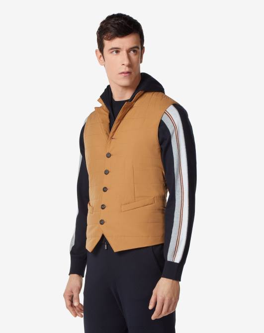 Gepolsterte Weste aus wasserabweisendem Stoff Corneliani Männer 8RL083 Beige Kleidung
