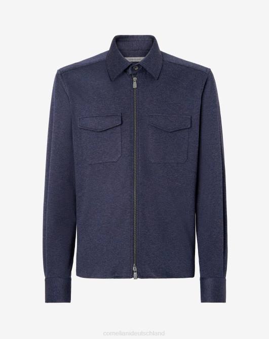 Overshirt aus technischem Baumwolljersey Corneliani Männer 8RL0108 Blau Kleidung