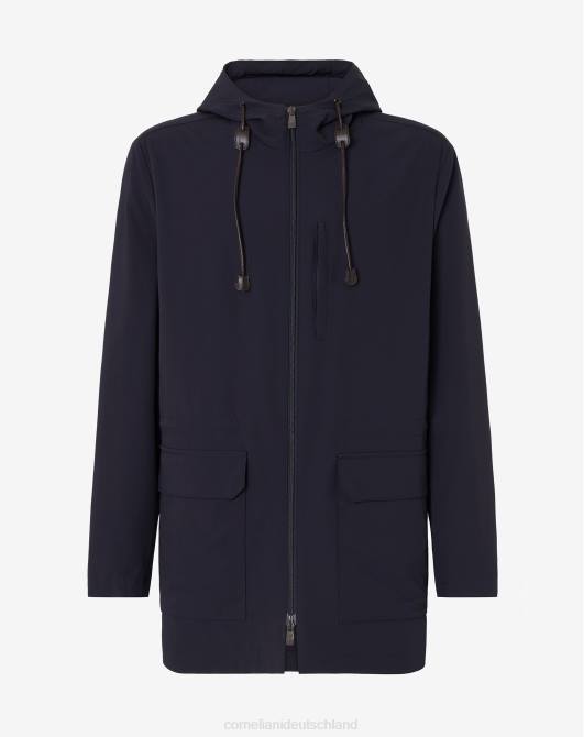 Parka mit Kapuze aus Techwool-Stoff Corneliani Männer 8RL092 Navy blau Kleidung