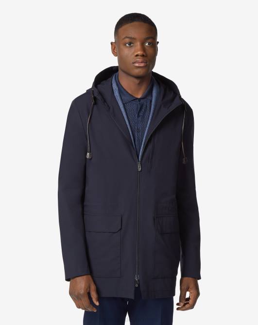 Parka mit Kapuze aus Techwool-Stoff Corneliani Männer 8RL092 Navy blau Kleidung