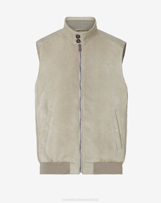 Steppweste aus gepolstertem Leder und Baumwolle Corneliani Männer 8RL0102 Beige Kleidung