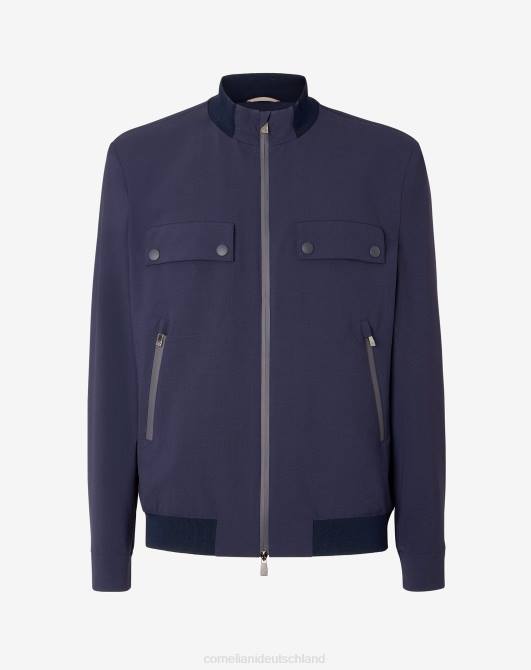 wasserabweisende Wollbomberjacke Corneliani Männer 8RL096 Navy blau Kleidung