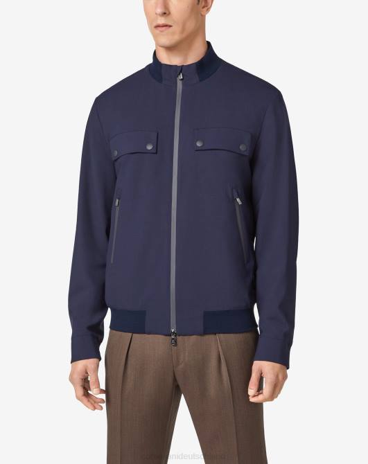 wasserabweisende Wollbomberjacke Corneliani Männer 8RL096 Navy blau Kleidung