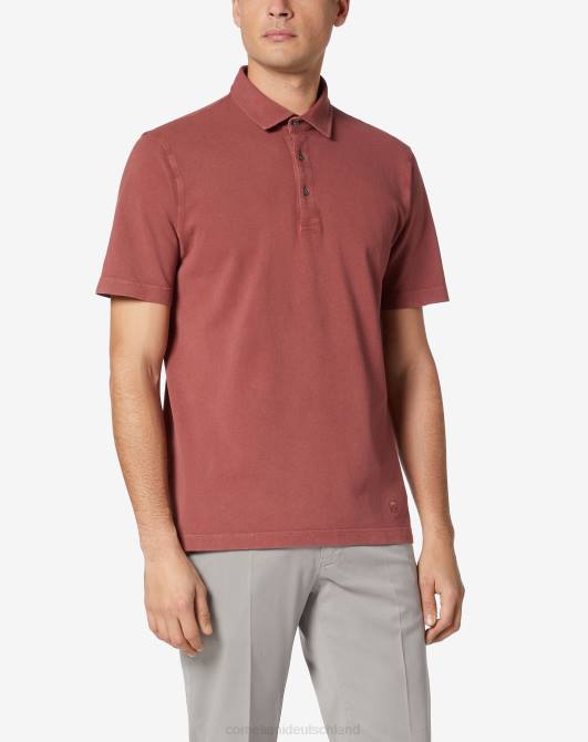 Geknöpftes Poloshirt aus gewaschenem Pikee Corneliani Männer 8RL0245 Rot Kleidung