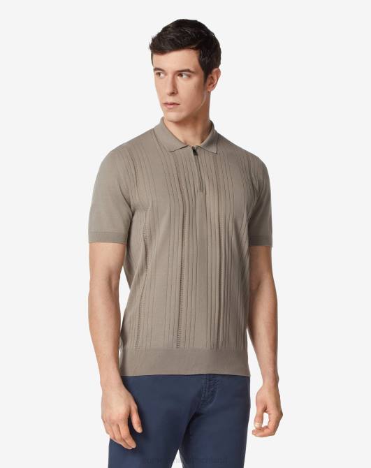 Geripptes Poloshirt aus ultraleichter Baumwolle mit Reißverschluss Corneliani Männer 8RL0271 braun Kleidung