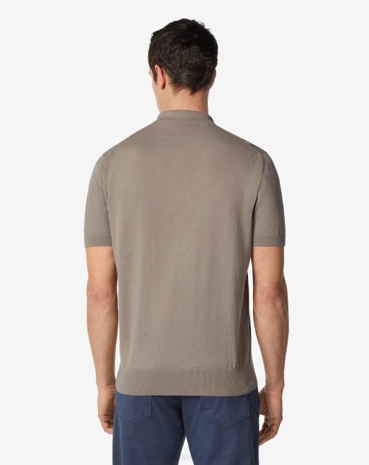 Geripptes Poloshirt aus ultraleichter Baumwolle mit Reißverschluss Corneliani Männer 8RL0271 braun Kleidung