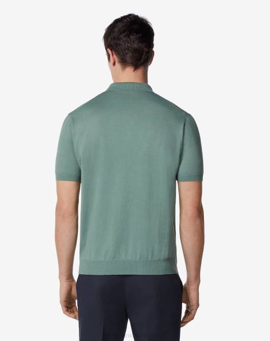 Kurzärmliges Poloshirt aus Pima-Baumwolle mit Reißverschluss Corneliani Männer 8RL0256 Grün Kleidung
