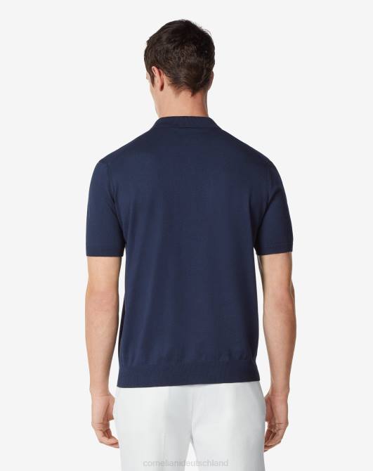Kurzärmliges Poloshirt aus Pima-Baumwolle mit Reißverschluss Corneliani Männer 8RL0257 Navy blau Kleidung