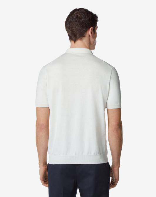 Kurzärmliges Poloshirt aus Pima-Baumwolle mit Reißverschluss Corneliani Männer 8RL0258 Weiß Kleidung