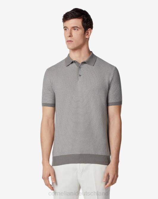 Kurzarm-Poloshirt aus Baumwolle und Seide Corneliani Männer 8RL0259 grau Kleidung
