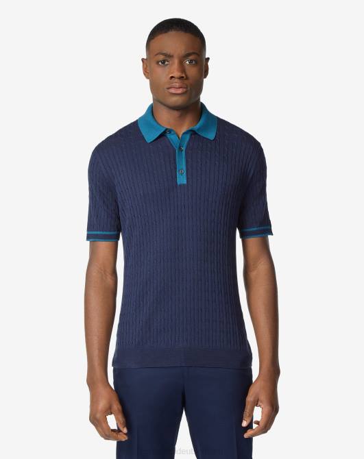 Kurzarm-Poloshirt aus Baumwolle und Seide Corneliani Männer 8RL0261 Blau Kleidung