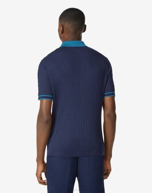 Kurzarm-Poloshirt aus Baumwolle und Seide Corneliani Männer 8RL0261 Blau Kleidung