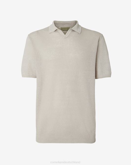 Kurzarm-Poloshirt aus Bio-Leinen Corneliani Männer 8RL0252 Beige Kleidung