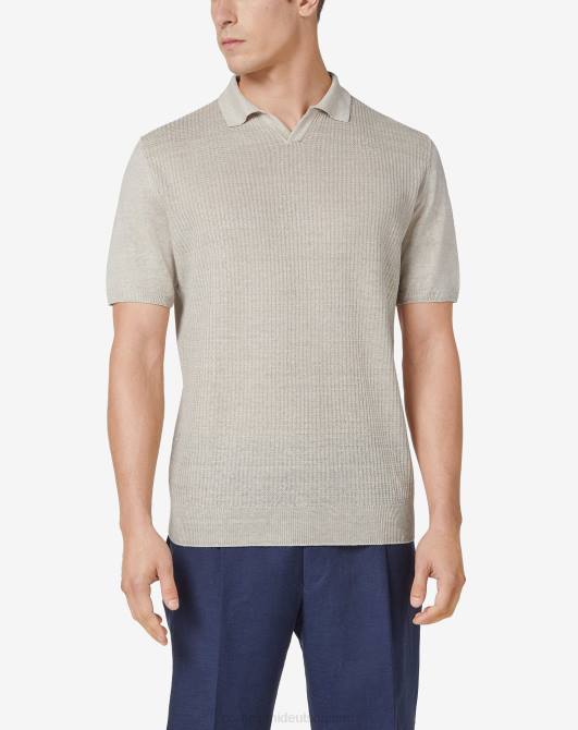 Kurzarm-Poloshirt aus Bio-Leinen Corneliani Männer 8RL0252 Beige Kleidung