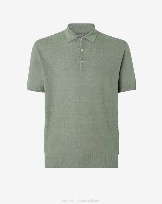 Kurzarm-Poloshirt aus Leinen Corneliani Männer 8RL0262 Grün Kleidung