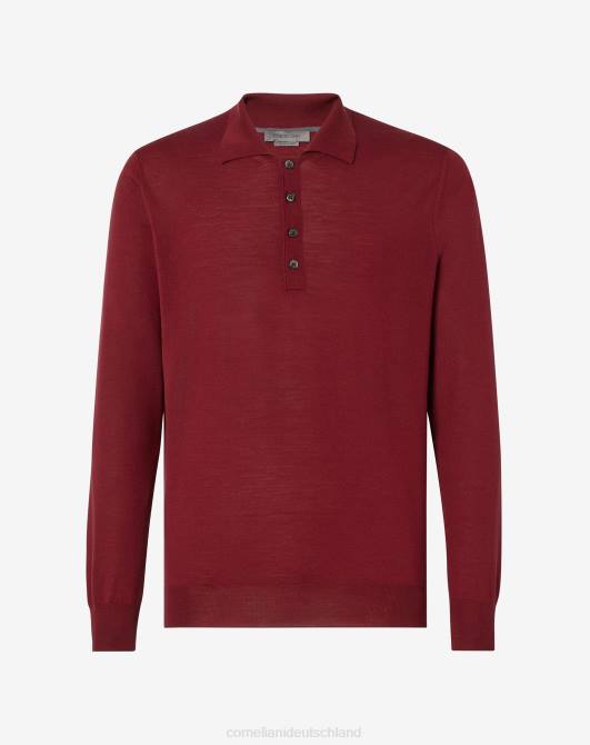 Langärmliges, ultrafeine geknöpftes Poloshirt Corneliani Männer 8RL0279 Rot Kleidung