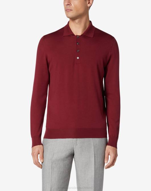 Langärmliges, ultrafeine geknöpftes Poloshirt Corneliani Männer 8RL0279 Rot Kleidung
