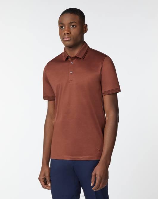 Lisle-Poloshirt aus Baumwolle mit Rundhalsausschnitt Corneliani Männer 8RL0249 braun Kleidung