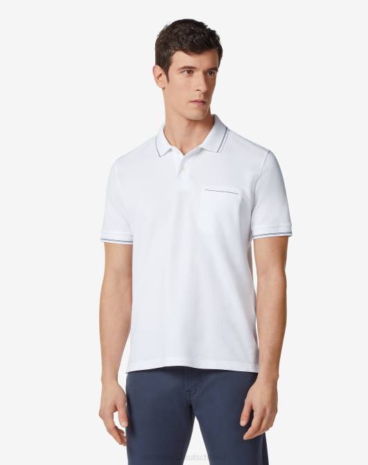 Optisch weißes Poloshirt aus Piquet-Baumwolle Corneliani Männer 8RL0248 optisches Weiß Kleidung