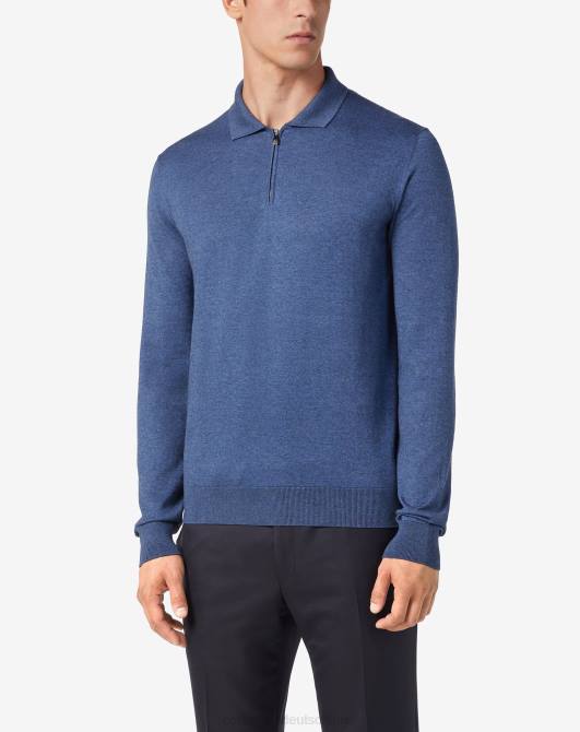 Poloshirt aus Baumwolle, Kaschmir und Seide Corneliani Männer 8RL0282 hellblau Kleidung
