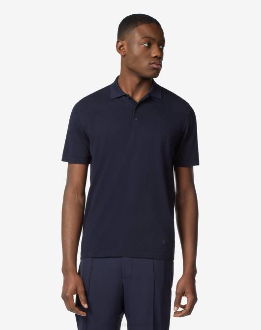 Poloshirt aus Baumwolle mit Knöpfen Corneliani Männer 8RL0266 Dunkelblau Kleidung