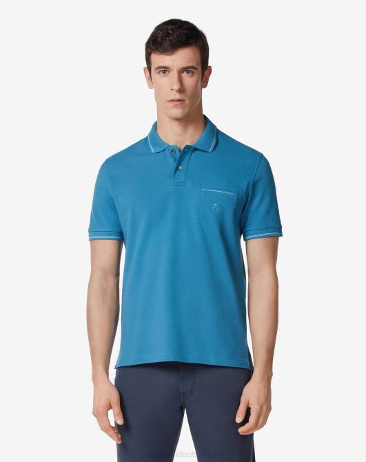 Poloshirt aus Piquet-Baumwolle Corneliani Männer 8RL0244 Himmelblau Kleidung