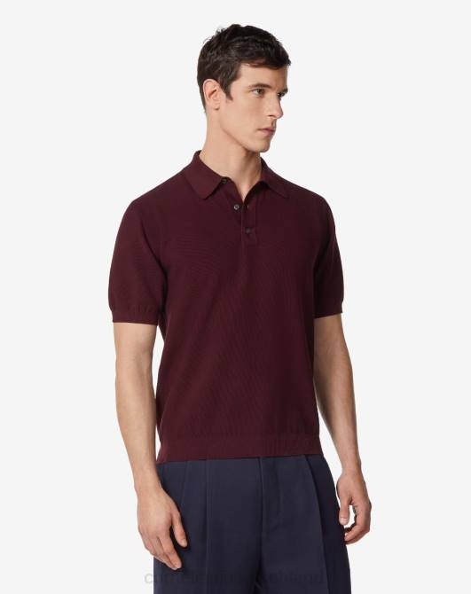 Poloshirt aus ultraleichtem Baumwollpiquet Corneliani Männer 8RL0265 Bordeaux Kleidung