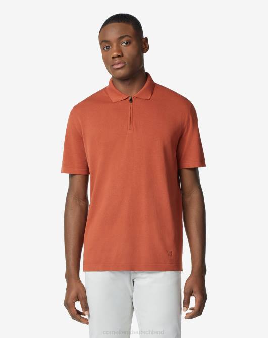 Poloshirt aus ultraleichter Baumwolle mit Reißverschluss Corneliani Männer 8RL0267 gebrannte Siena Kleidung
