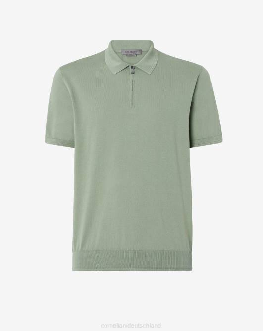 Poloshirt aus ultraleichter Baumwolle mit Reißverschluss Corneliani Männer 8RL0268 Grün Kleidung