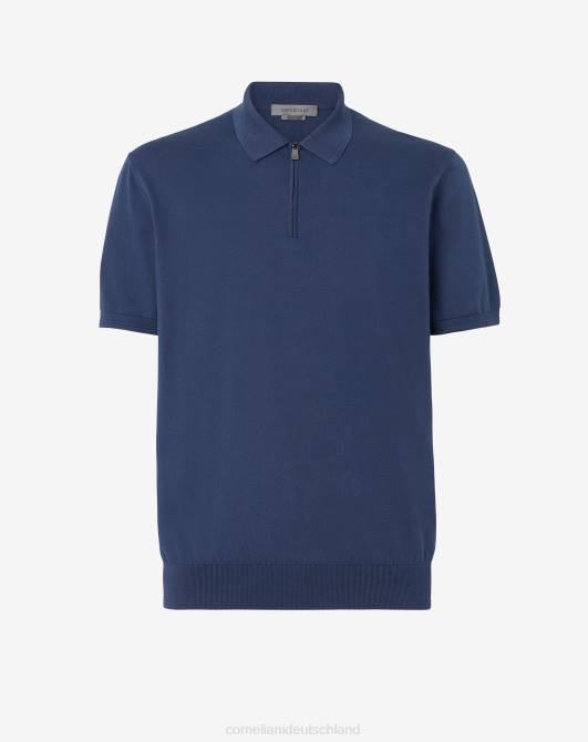Poloshirt aus ultraleichter Baumwolle mit Reißverschluss Corneliani Männer 8RL0270 Navy blau Kleidung