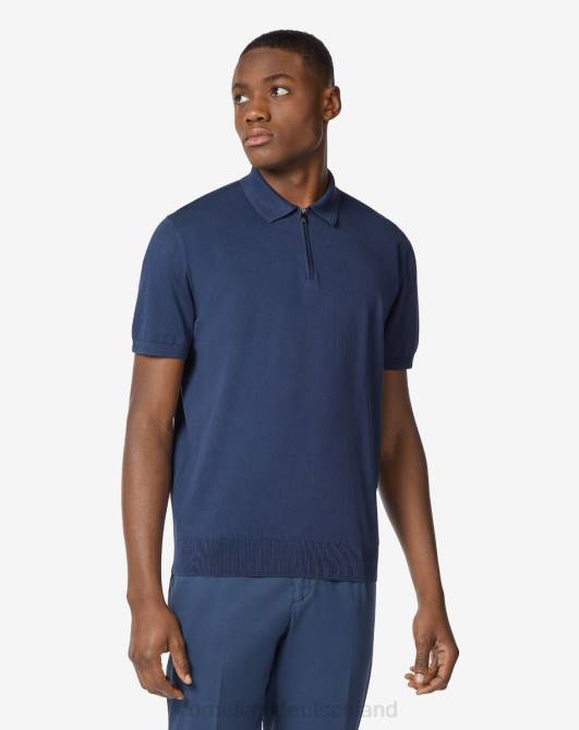 Poloshirt aus ultraleichter Baumwolle mit Reißverschluss Corneliani Männer 8RL0270 Navy blau Kleidung