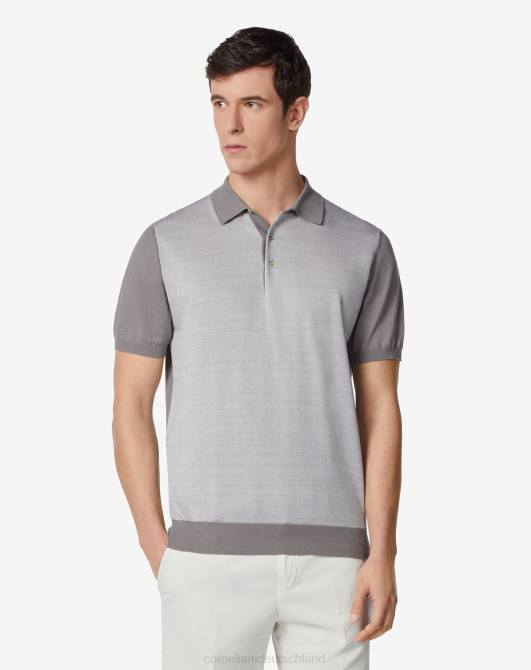 Poloshirt aus ultraleichter Baumwollmischung mit Reißverschluss Corneliani Männer 8RL0272 grau Kleidung