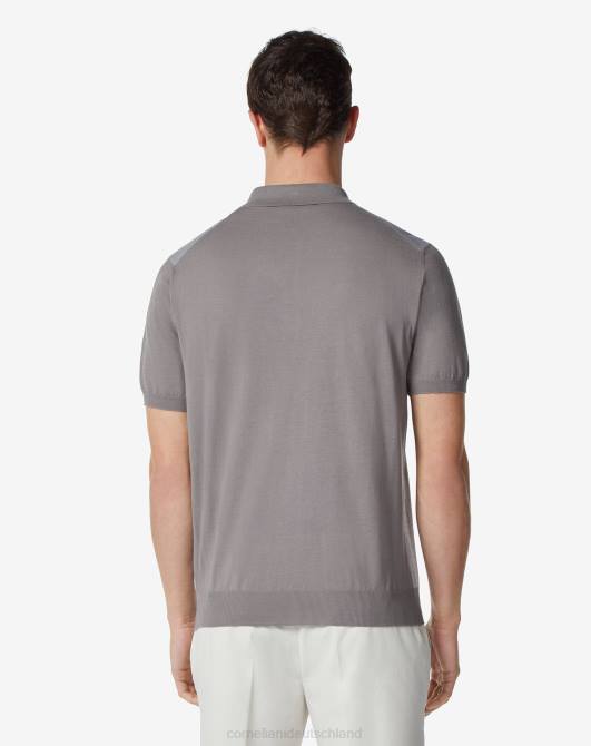 Poloshirt aus ultraleichter Baumwollmischung mit Reißverschluss Corneliani Männer 8RL0272 grau Kleidung