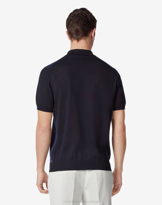 Poloshirt aus ultraleichter Baumwollmischung mit Reißverschluss Corneliani Männer 8RL0274 hellblau Kleidung