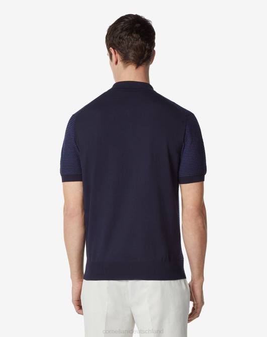 Poloshirt aus ultraleichter Baumwollmischung mit Reißverschluss Corneliani Männer 8RL0275 hellblau Kleidung