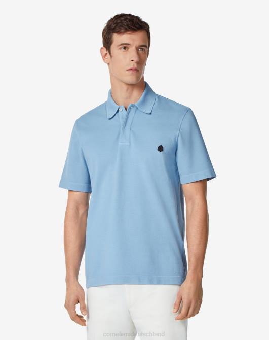 nachhaltiges Piquet-Polo aus Baumwolle Corneliani Männer 8RL0250 Himmelblau Kleidung