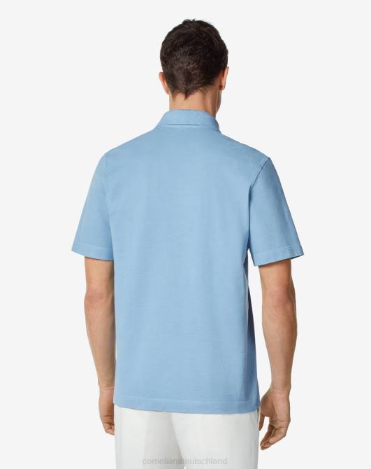 nachhaltiges Piquet-Polo aus Baumwolle Corneliani Männer 8RL0250 Himmelblau Kleidung